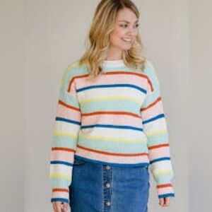 Gilli cotton blend knit striped sweater size small